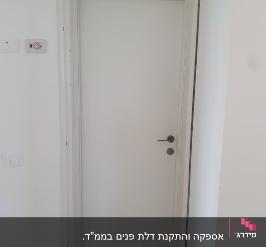 דלת לבנה עם ידית מתכת כהה